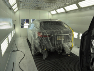 Car in Paint Booth state-of-the-art-equipment-paint-booth-restoration-clean-fleet-auto-body-accident-repair-collision-center-vehicle-car-truck-suv-fleet-detailing-detail-metairie-kenner-new-orelans-louisiana