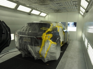 Car in Paint Booth paint-booth-restoration-clean-fleet-auto-body-accident-repair-collision-center-vehicle-car-truck-suv-fleet-detailing-detail-metairie-kenner-new-orelans-louisiana